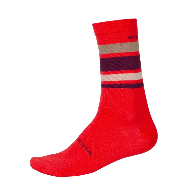 Endura BaaBaa Merino Stripe Cycling Sock - Pomegranate