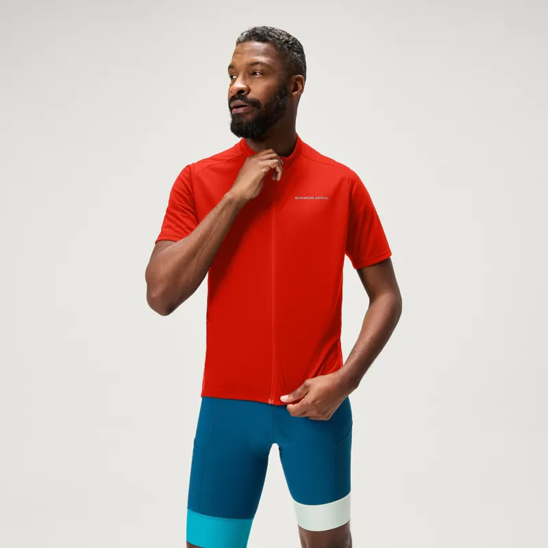 Endura Loop Short Sleeve Zipped Mens Cycling Jersey - Red-3