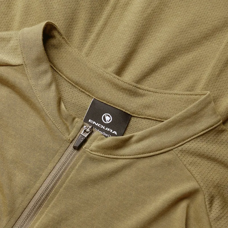 Endura Loop Short Sleeve Zipped Mens Cycling Jersey - Tweed Green - Size Small-3