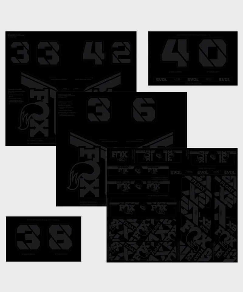 Fox Fork and Shock AM Custom Decal Kit 2021 - Stealth Black