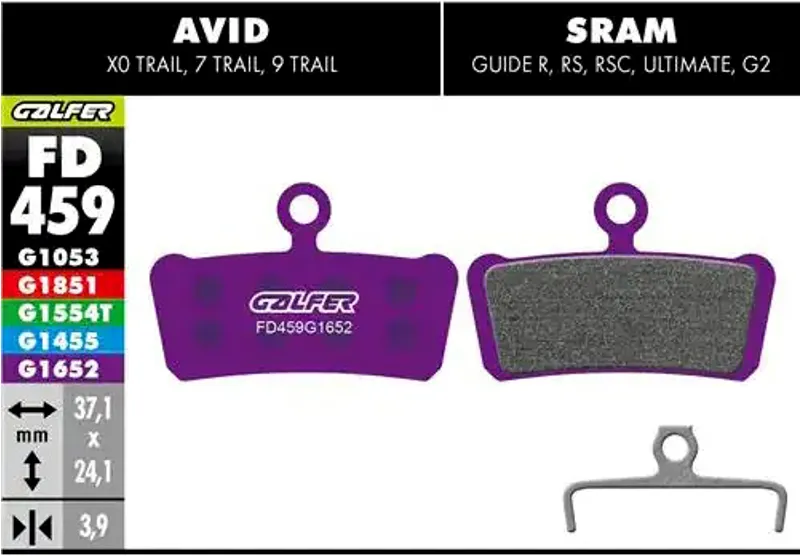Galfer E-Bike Disc Brake Pad - Avid X0 Trail/SRAM Guide R/RS/RSC/G2-1