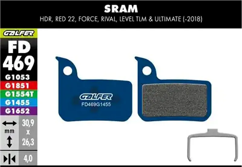 Galfer Road Disc Brake Pad - SRAM Red/Force/Rival/Level TLM and Ultimate-1