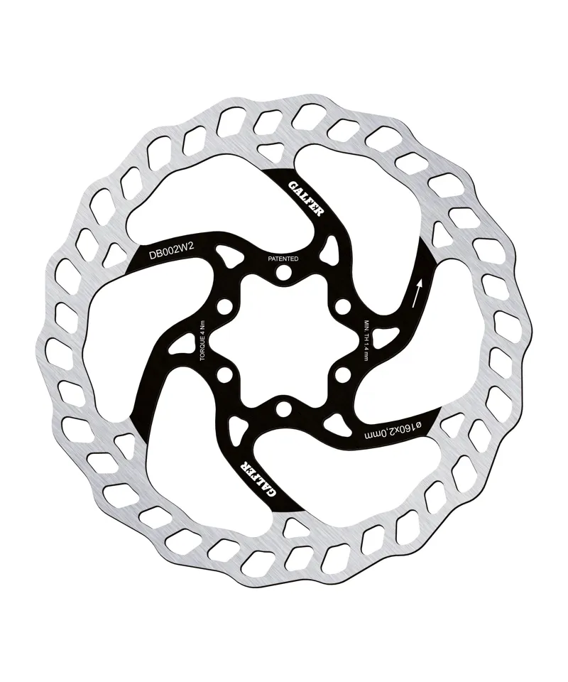 Galfer Wave Disc Brake Rotor 6-Bolt 160 x 2.00mm - Black/Silver