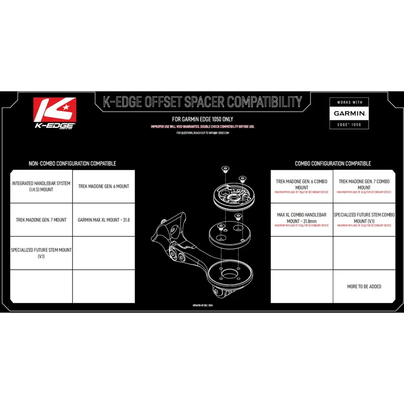 K-Edge Garmin Edge 1050 Off-Set Spacer - Black-4