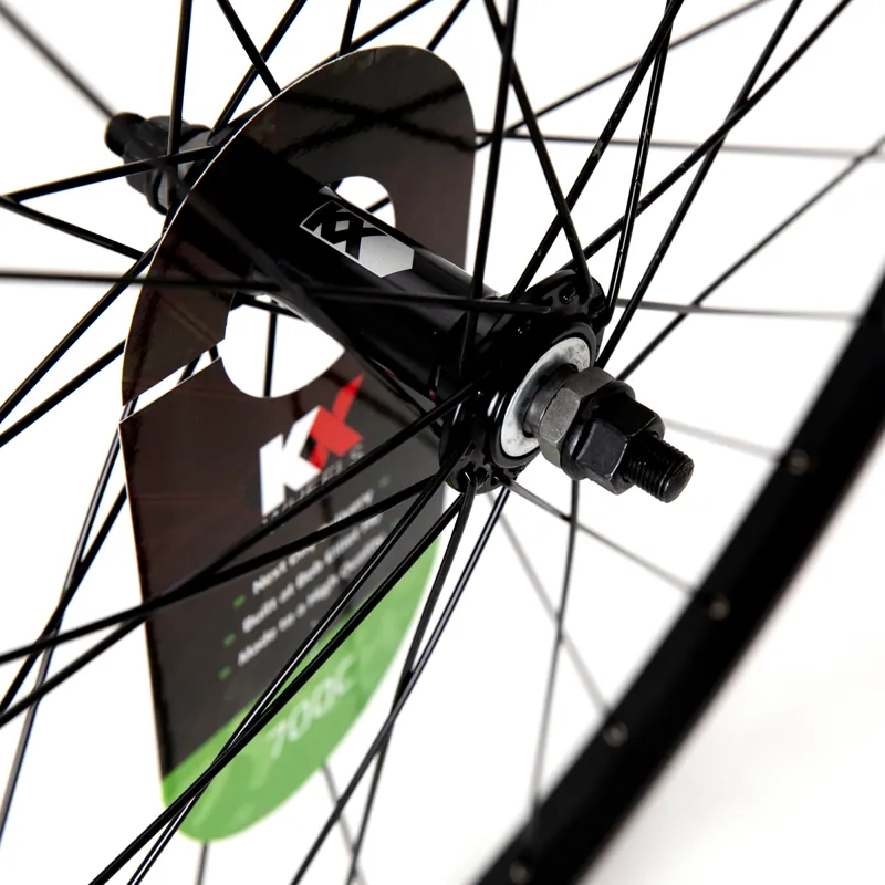 KX Hybrid 700c Singlewall Solid Axle Front Rim Brake Wheel - Black-1