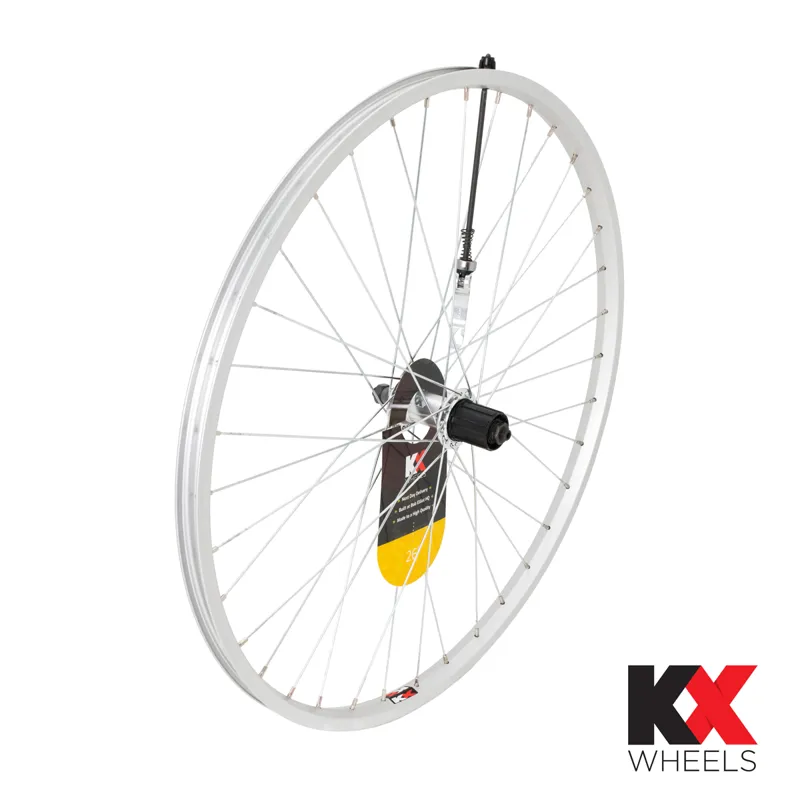 KX MTB 26 inch Singlewall QR Cassette Rim Brake Rear Wheel - Silver