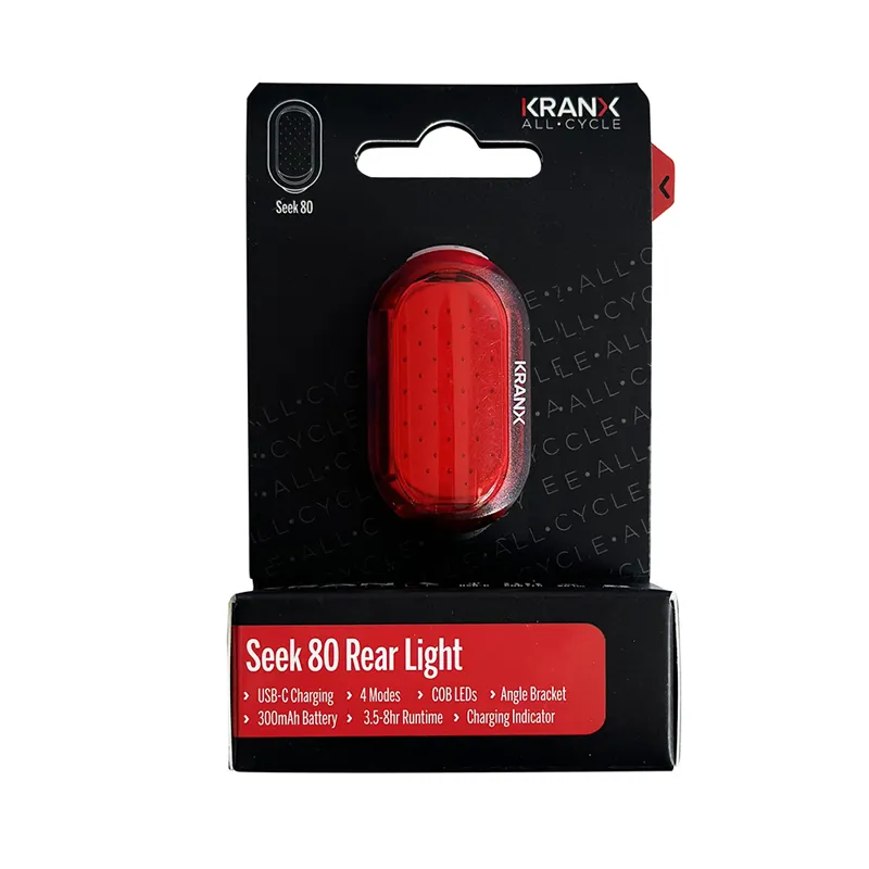 KranX Seek 80 USB Rechargeable Rear Bike Light - Black-3