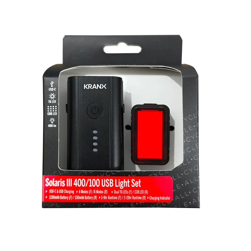 KranX Solaris III 400/100 USB Rechargeable Bike Light Set-3