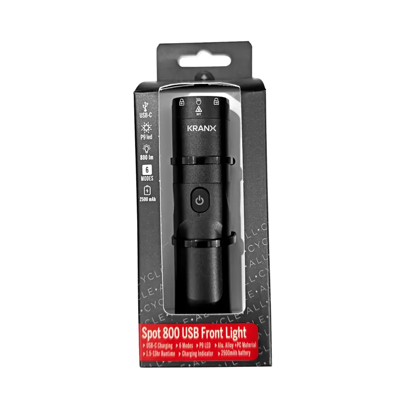 KranX Spot 800 USB Front Bike Light - Black-3