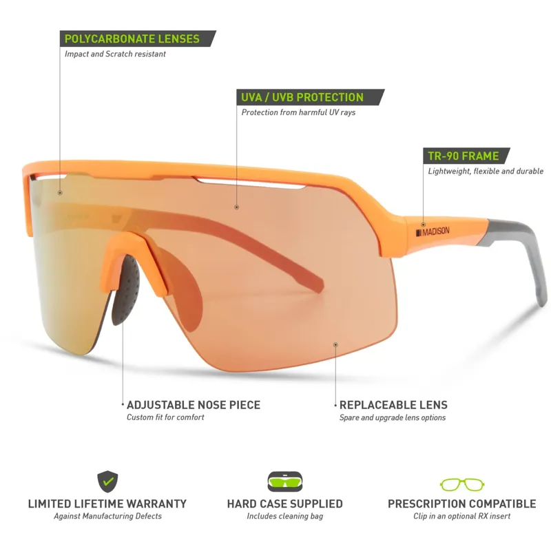 Madison Crypto Air Mango Orange Sunglasses 3 Lens Pack - Fire Mirror/Amber-5