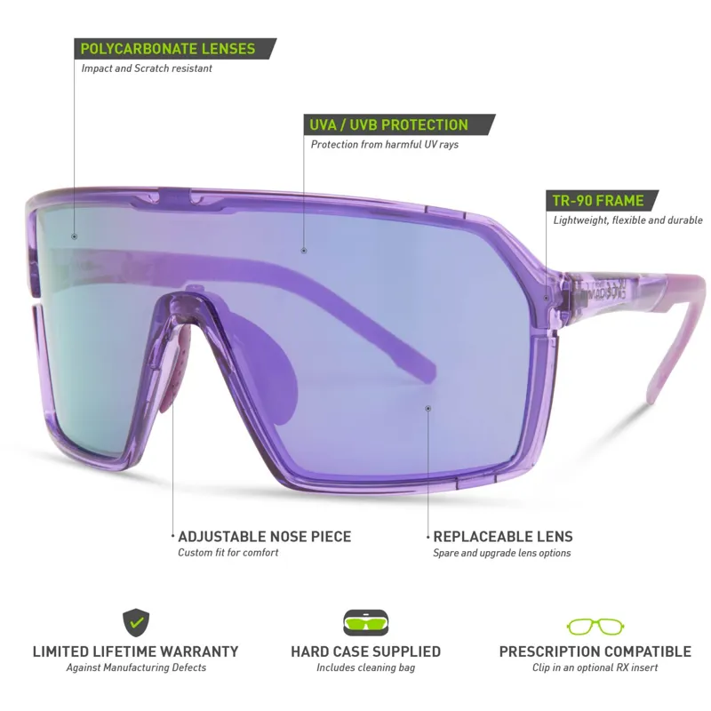 Madison Crypto Crystal Gloss Purple Sunglasses - 3 Lens Pack-8