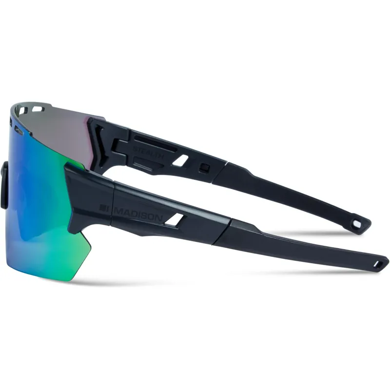 Madison Stealth Matte Dark Grey Sunglasses - Green Mirror Lens-2