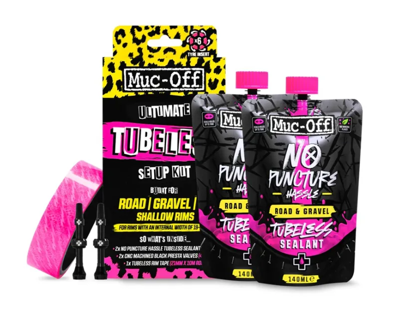 Muc-Off Ultimate Tubeless Setup Kit - Road/Gravel 21mm Tape/44mm Valves