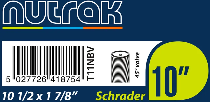 Nutrak 10 1/2 x 1 7/8 inch 270 x 47-203 Schrader Inner Tube with 45 Degree Valve