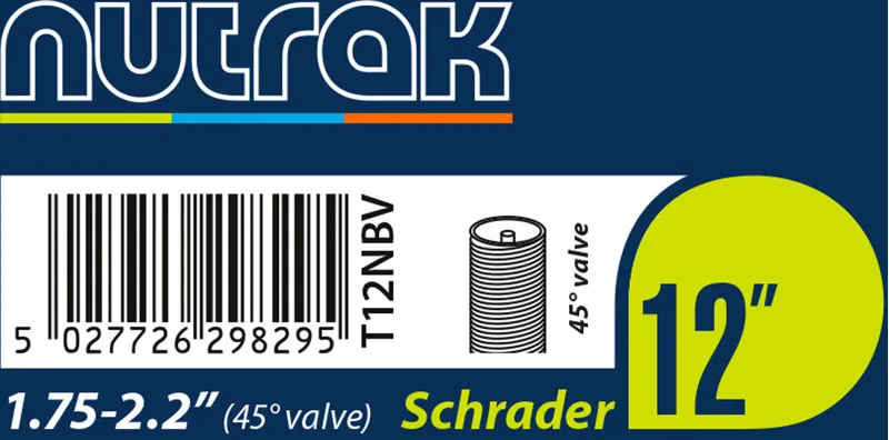 Nutrak 12 x 1.75 - 2.125 inch Schrader Inner Tube with 45 Degree Bent Valve