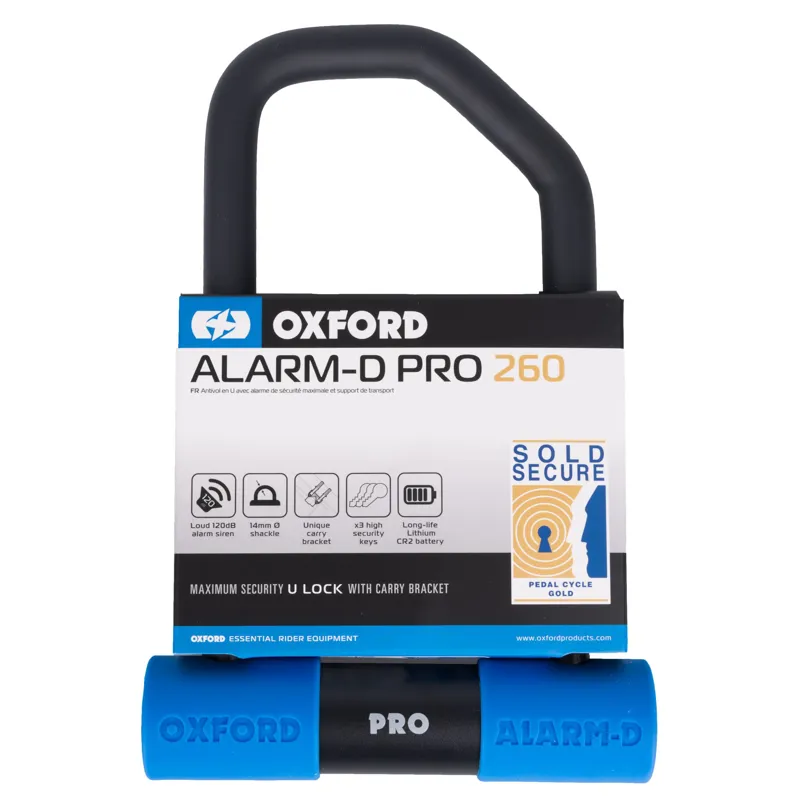 Oxford Alarm-D Pro 260 x 173mm Bicycle Shackle Lock - Black-1