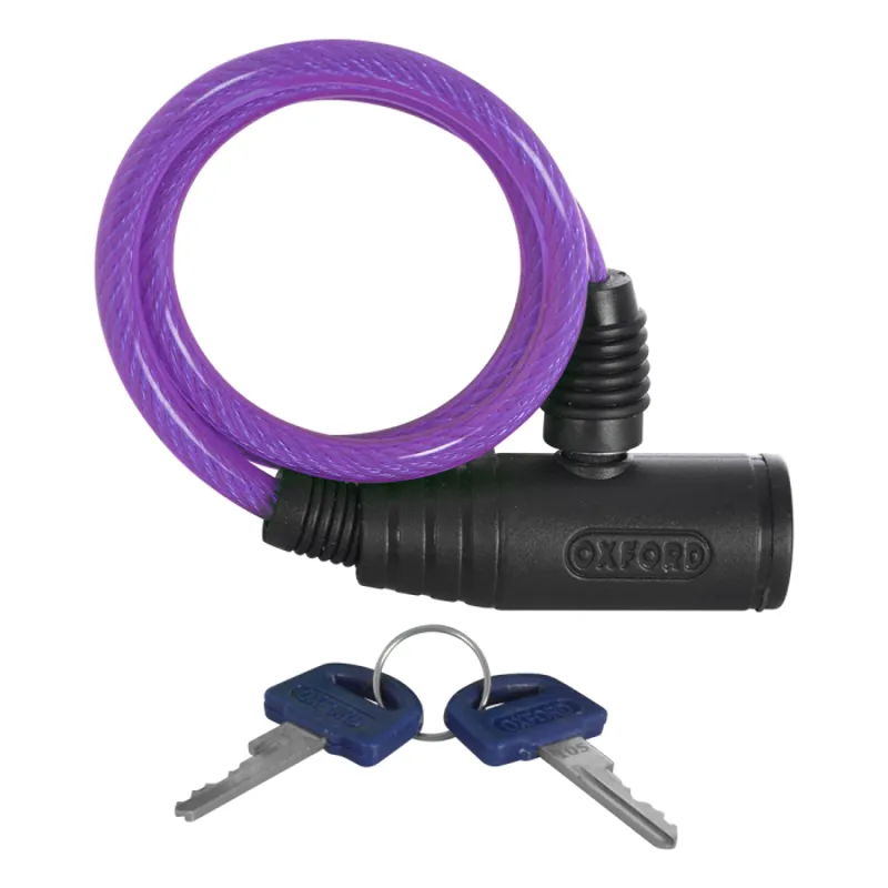 Oxford Bumper Cable Lock 6mm x 0.6m Bike Lock - Purple-1