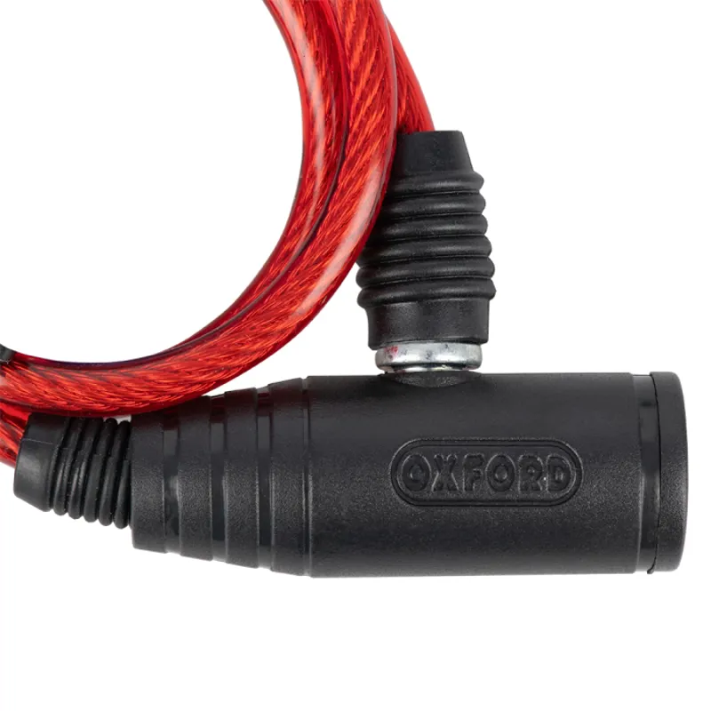 Oxford Bumper Cable Lock 6mm x 0.6m Bike Lock - Red-2