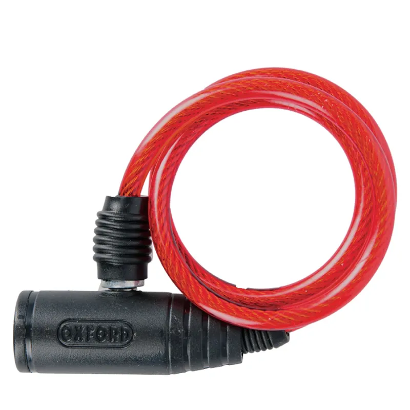 Oxford Bumper Cable Lock 6mm x 0.6m Bike Lock - Red
