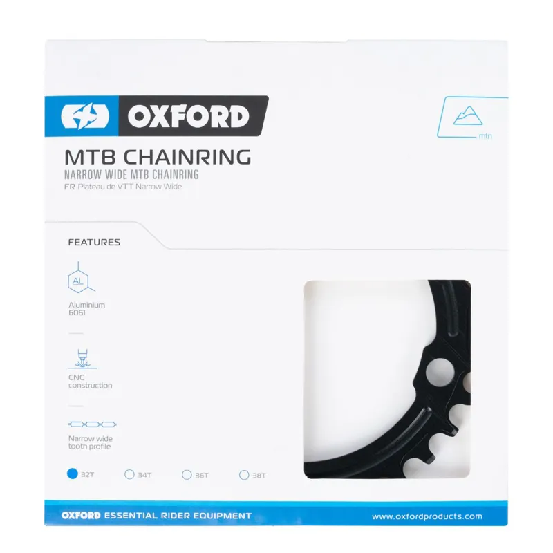 Oxford Mountain Bike Chainring 104BCD - Black-1