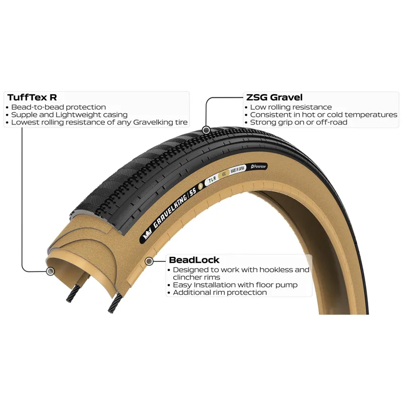 Panaracer GravelKing Semi Slick R-Line TLR 700c Gravel Tyre - Black/Amber-3