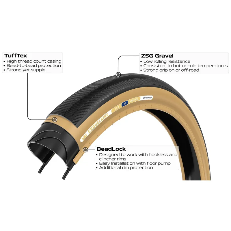 Panaracer GravelKing Slick TLR 700c Gravel Tyre - Black/Brown-1