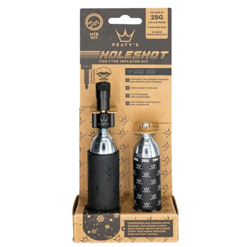 Peatys Holeshot CO2 Bicycle Tyre Inflator MTB 25g - Black