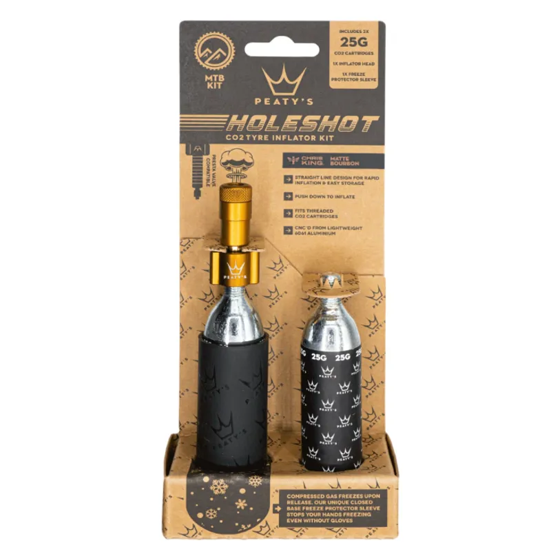 Peatys Holeshot CO2 Mountain Bike Tyre Inflator 25g - Bourbon