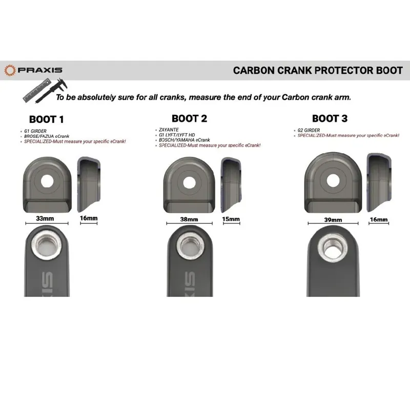 Praxis Crank Boots for Carbon Cranks - Girder/Brose/Specialized/Fazua-1