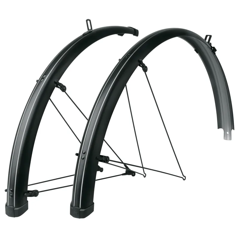 SKS Bluemels Stripes 28 inch Mudguard 45mm - Black/Grey