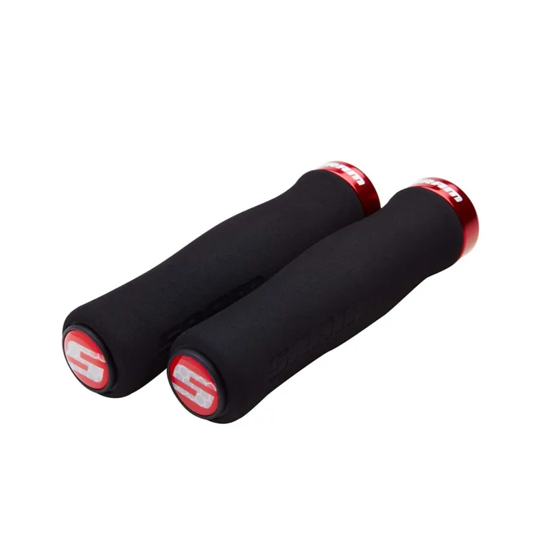 SRAM Locking Handlebar Grips Contour Foam 129mm - Black with Single Red Clamp and End Plugs