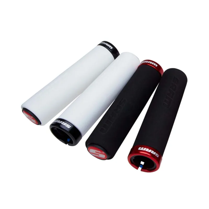 SRAM Locking Handlebar Grips Foam 129mm - Black with Single Red Clamp and End Plugs