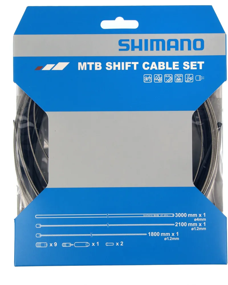 Shimano MTB Gear Cable Set Stainless Steel Inner Wire - Black