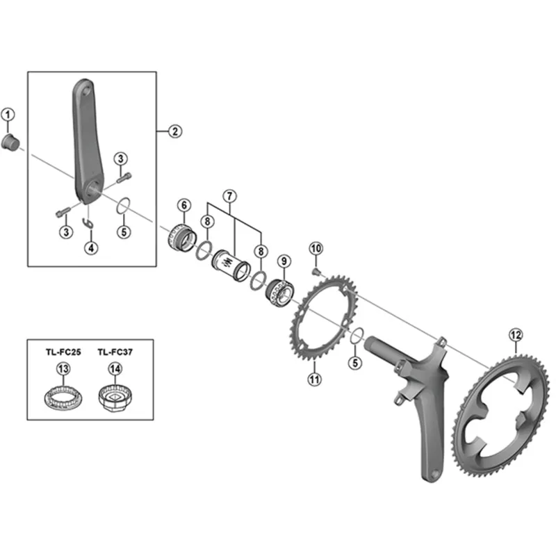 Shimano 105 FC-R7000 Left Hand Crank Arm Unit - Black-1