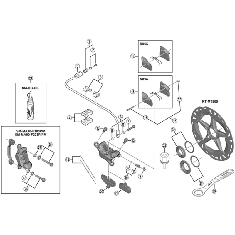 Shimano BR-M985 Brake Pad Axle and Snap Ring