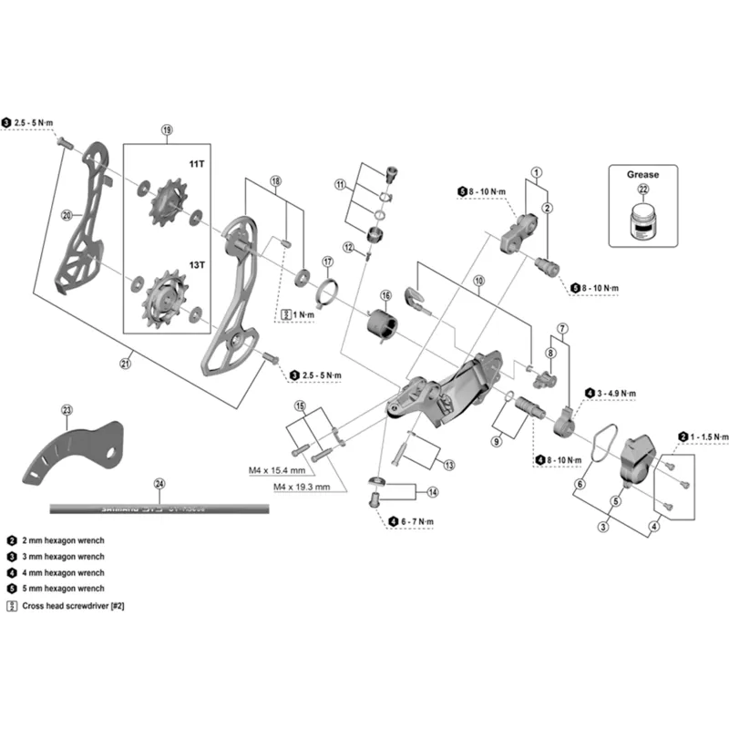 Shimano GRX RD-RX825/RX820 Rear Mech Pulley Set - Black/Silver-1