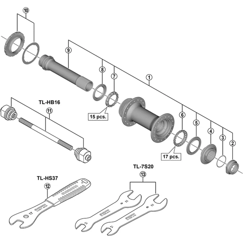 Shimano HB-M7010 Complete Hub Axle