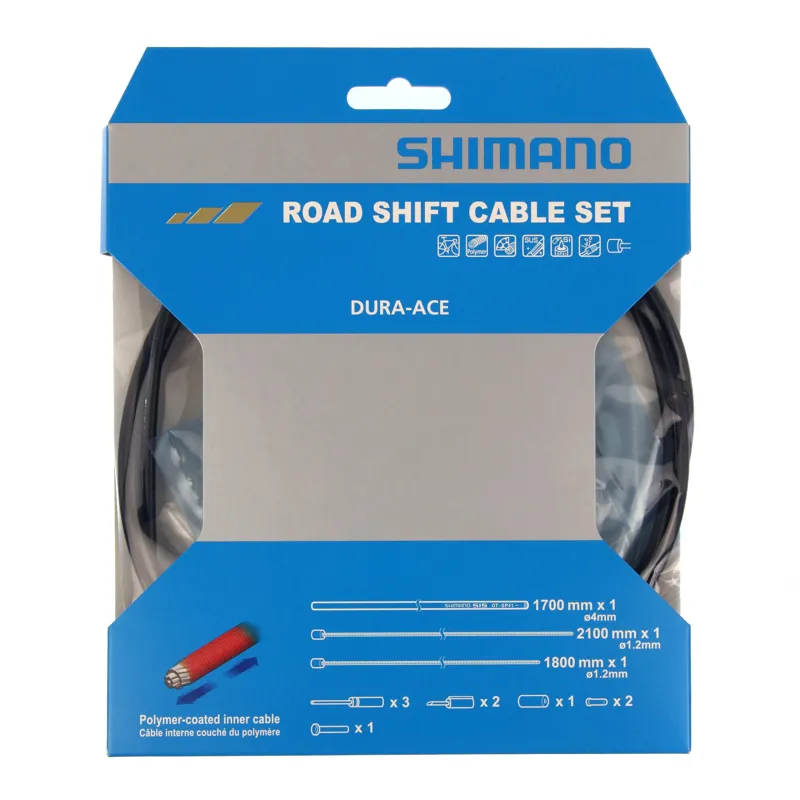 Shimano Road Gear Cable Set Polymer Coated Inners - Black-1