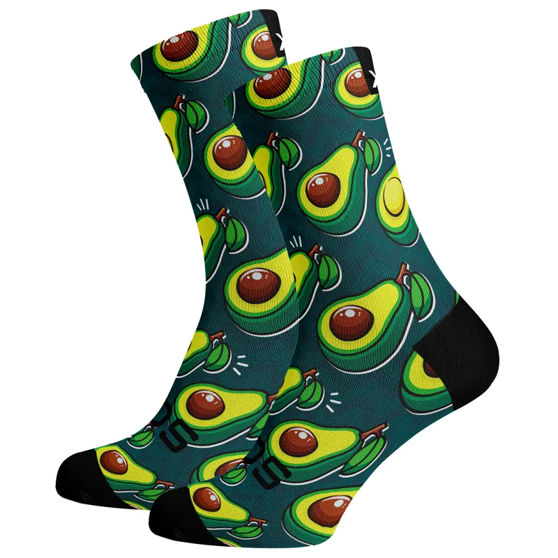 Sox Footwear Premium Crew Cycling Socks - Avocado Bright and Fun Edition