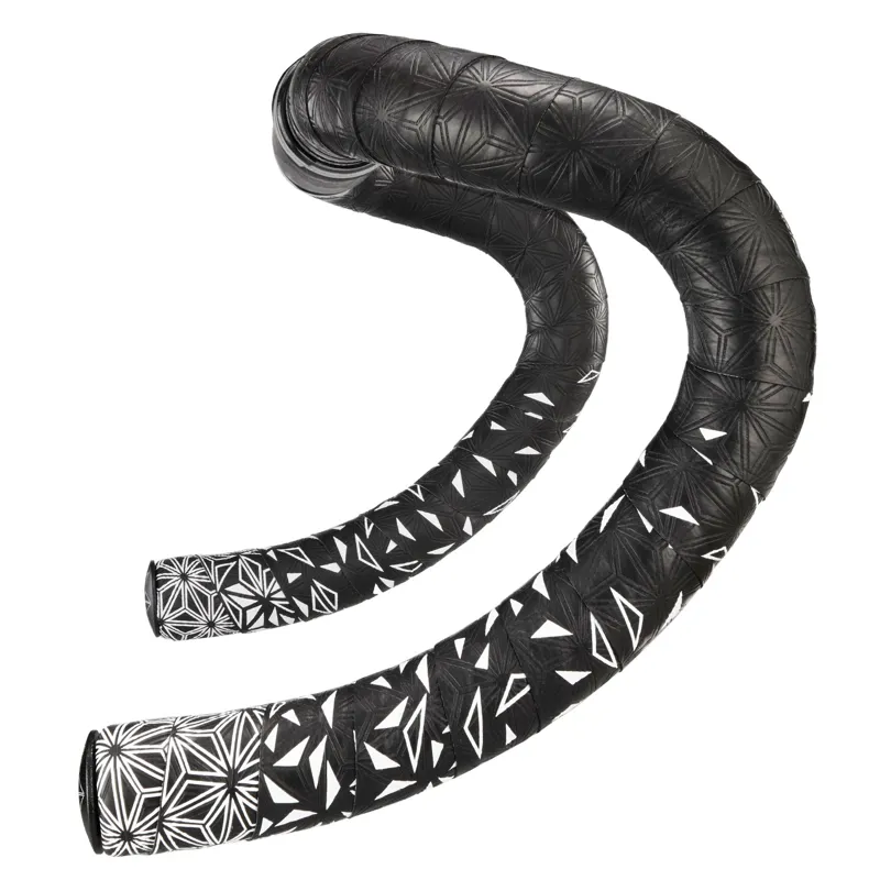 Supacaz Sticky Kush Star Fade Handlebar Tape - White/Ano Black Plugs