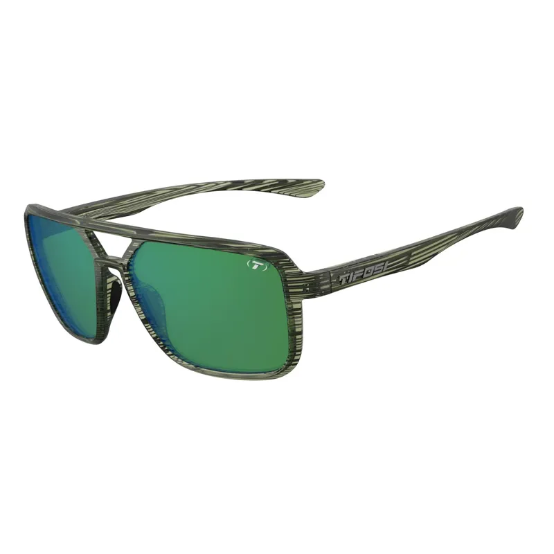 Tifosi Salto Polarised Single Lens Sunglasses - Olive Stripe Fade Emerald