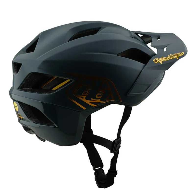 Troy Lee Designs Flowline MTB Helmet with MIPS - Point Grey/Gold-1