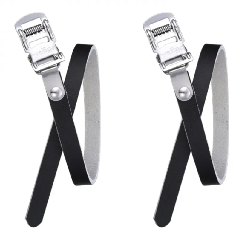 Wellgo W-5 Leather Toe Clip Straps Pair - Black