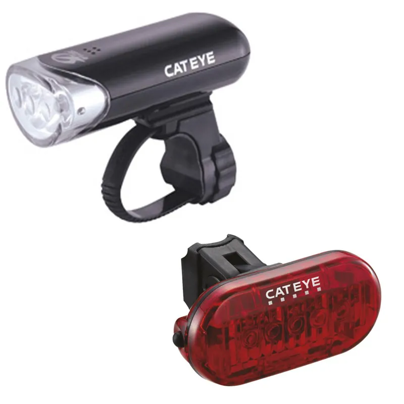 Cateye EL135 Front Light and Omni 5 Rear Light Set - Black