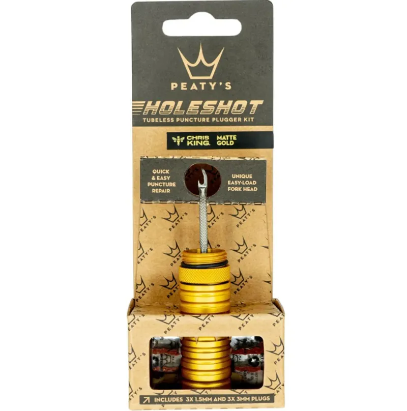 Peatys Holeshot Tubeless Tyre Puncture Plugger Kit - Gold