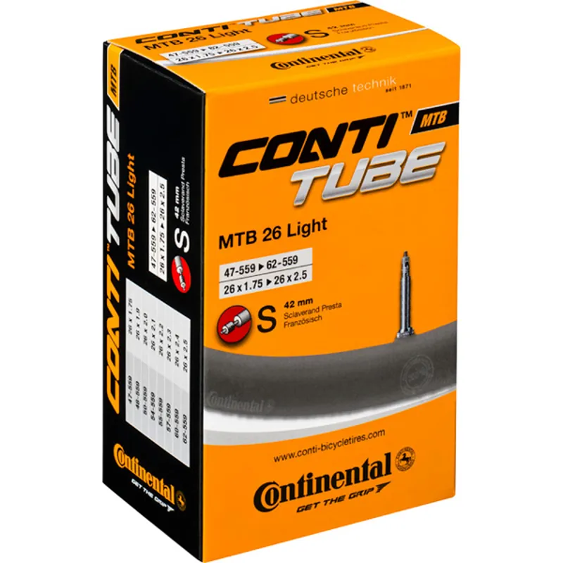 Continental MTB Inner Tube Supersonic Presta 42mm Valve 26x1.75-2.2 - Black