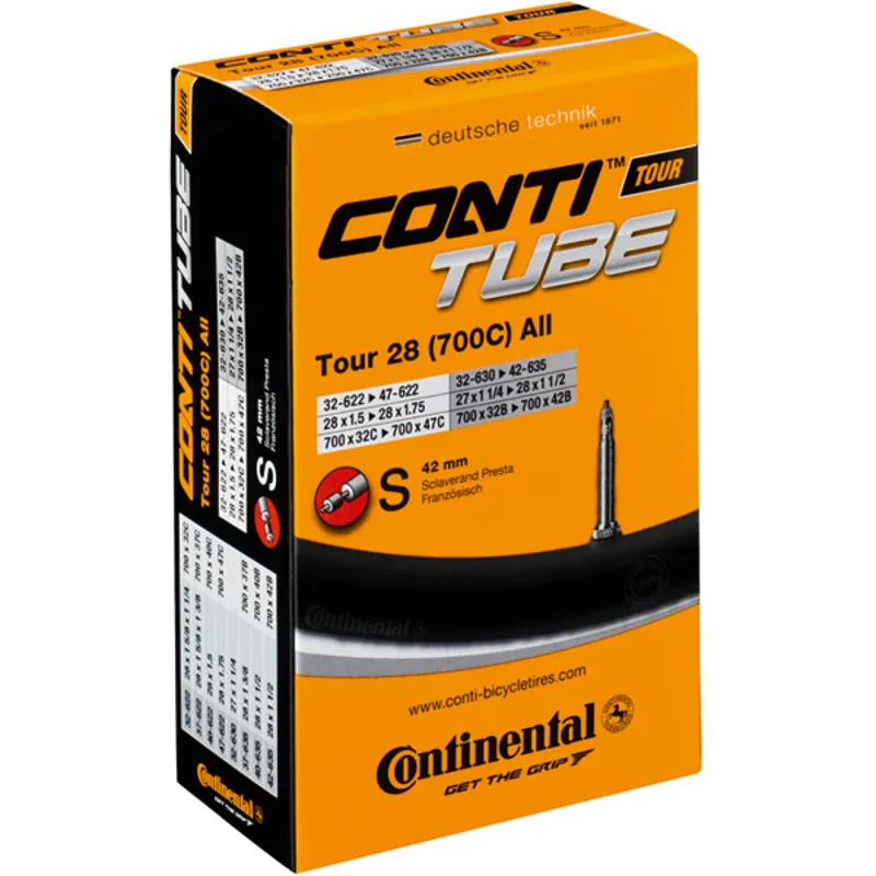 Continental Tour Tube Light Schrader 40mm Valve 700 x 32-47c - Black
