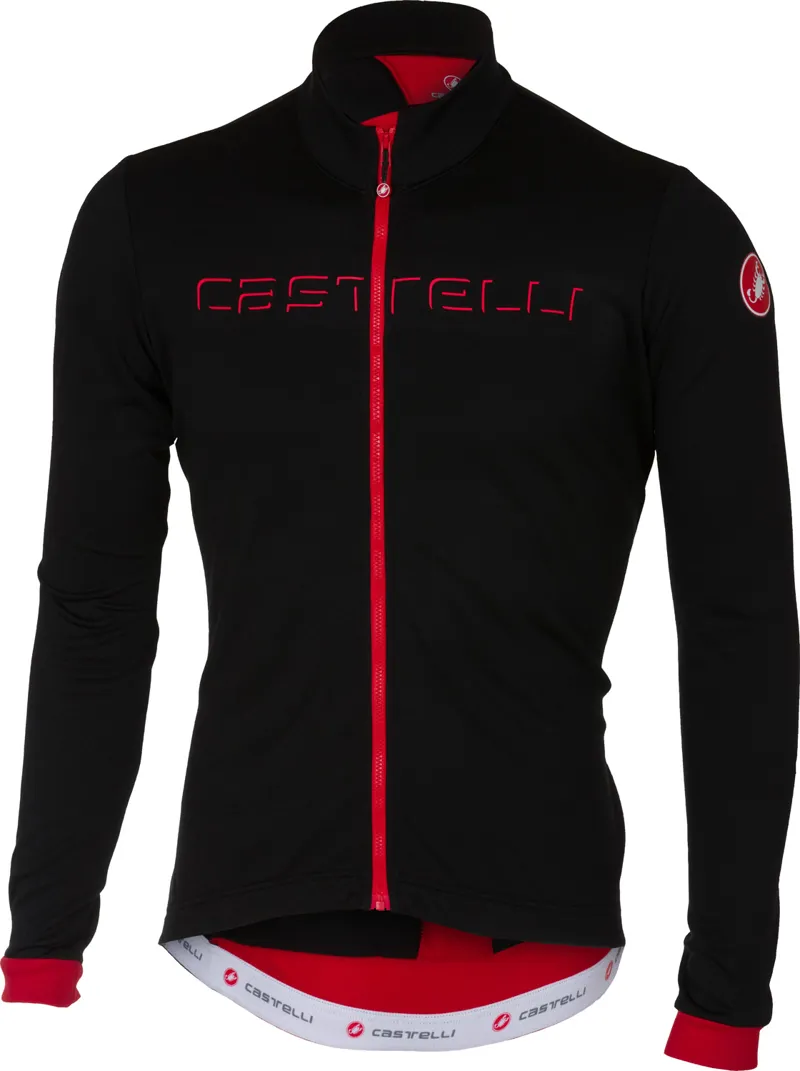 Castelli Fondo Full Zip Long Sleeve Jersey - Black/Red