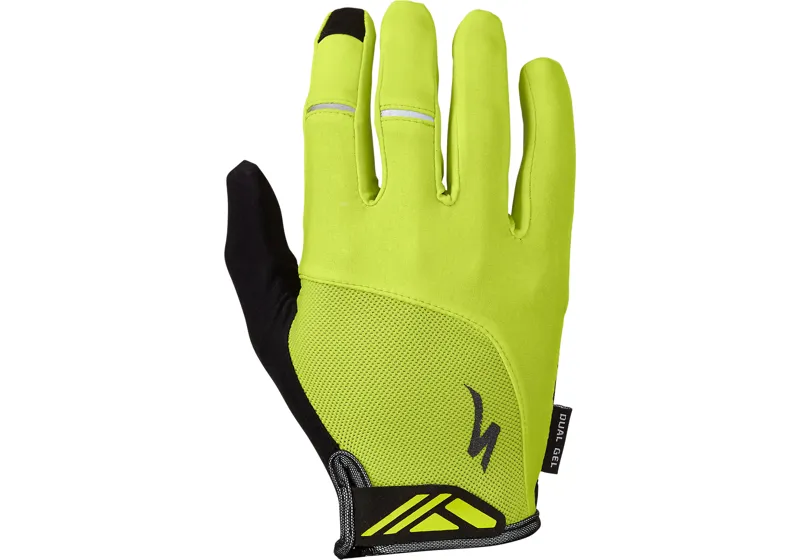 Specialized Body Geometry Dual-Gel Long Finger Gloves - Hype Green