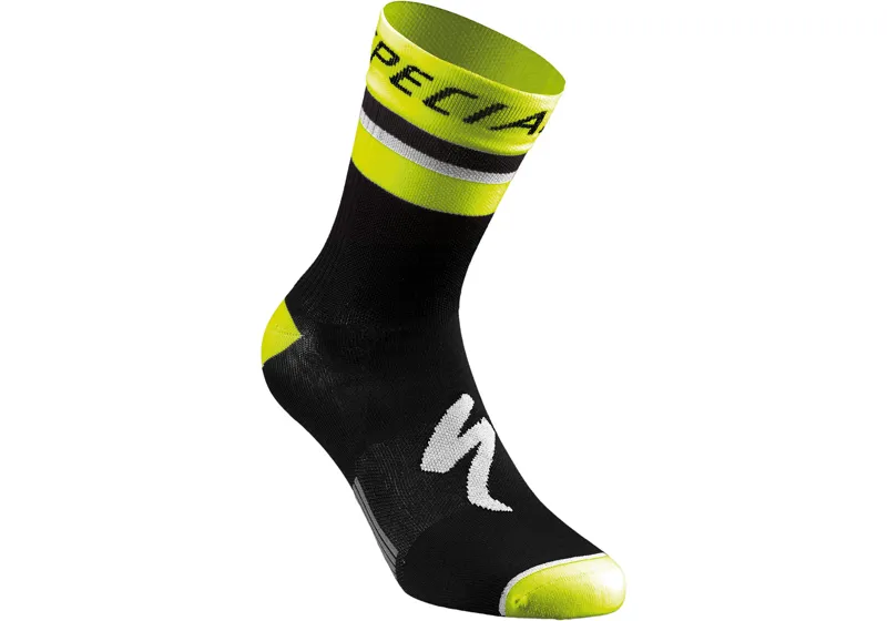 Specialized RBX Comp Logo Summer Cycling Sock - Black/Neon Yellow